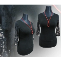 Bluzka Laura - gładka z rękawami z koronki